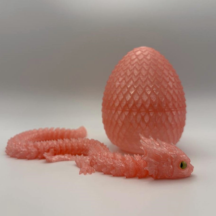 Transparent Articulated Dragon and Egg Set