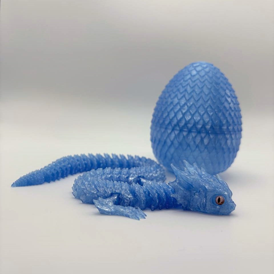 Transparent Articulated Dragon and Egg Set