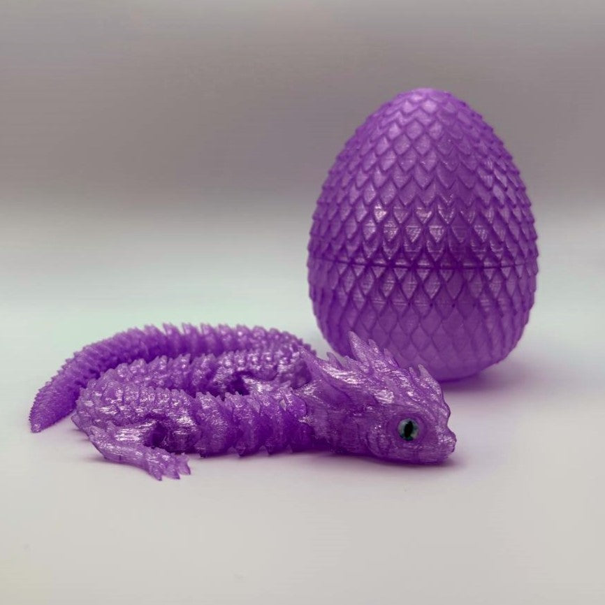 Transparent Articulated Dragon and Egg Set